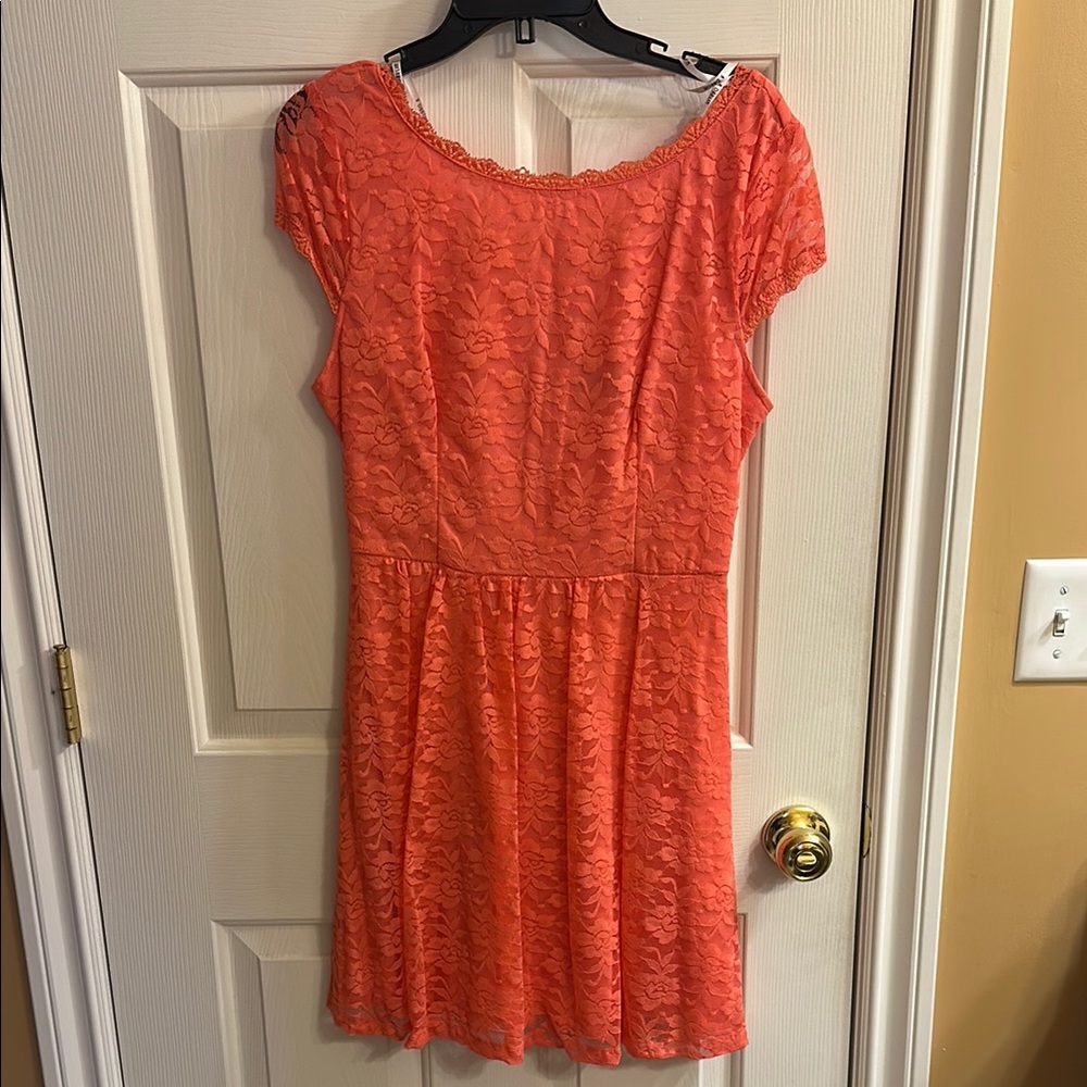 Elegant Coral Lace Dress